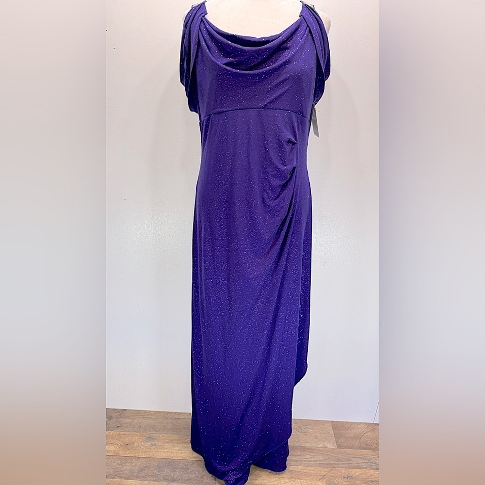 Glitter Purple Formal Evening Gown Floor Length Rhinestone Straps by Scarlett